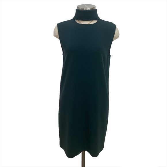 THEORY Admiral Crepe Slit Collar Sheath Dress In Dark Billiard Size 4 - Picture 3 of 9